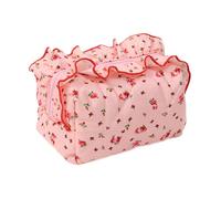 Makeup Bag, Ruffled Floral Cosmetic Organizer, 7,09 x 4,33 x 3,94 pollici Pink Cute Stylish Multipurpose Travel Pouch, Soft Lightweight, Sturdy, Perfect for Girls and Women, Rosa, Se référer au