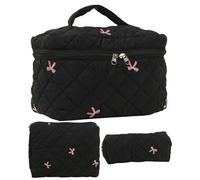 Makeup Bag Set, Toiletry Pouch Set, Large Capacity Cosmetic Bag, Quilted Travel Makeup Bag, Women’s Toiletry Organizer, Cotton Makeup Bag, Travel Toiletry Bag, Cosmetic Organizer Pouch for Women