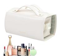 Makeup Bag with Compartments, 4-in-1 Roll-Up Makeup Storage Organizer, Portable waterproof Toiletry, 9,45 x 4,72 x 4,72 pollici Travel Men Cosmetic Organizer for Women and, Crema colorata, Se référer