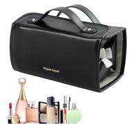 Makeup Bag with Compartments, Roll-Up Makeup Storage Organizer, Portable Waterproof Toiletry Bags, Ideal for Traveling Women, Men, Cosmetics and Toiletries, 9.45x4.72x4.72 Inches