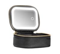 Makeup Bag with Light Up Mirror - 5.91 Inch Cosmetic Case | PU Leather Vanity - Travel Toiletry Pouch, USB Charging LED Light Organizer Is Ideal for On The Go Train Ride Pool Parties
