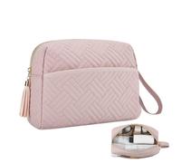 Makeup Bag, Zipper Pouch Bags, Waterproof Toiletry Purse, Cosmetic Storage Case, Strap Handle Carry Feature for Women, Daily Use, Bathroom, Vanity, Bed Room, Work Room, 9.06x3.74x6.69 Inches