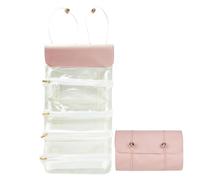Makeup Brush Bag, Cosmetic Storage Case, Travel Beauty Organizer, Roll Up Design Multiple Compartments Detachable Pouches for Outdoor, 21.26x9.25x0.39 Inches