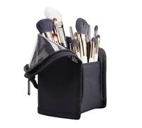 Makeup Brush Bag - Divided Smooth Zipper | Cosmetic Brush Pouch For Women & Girls | Toiletry Organizer For Eyebrow Pencil, Rossetto | Travel Makeup Storage, Oxford Cloth, PVC, Pink, Black, nero, Se