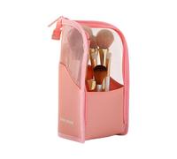 Makeup Brush Bag - Pencil Pen Case Organizer Bag, Lightweight Standing Cosmetic Zipper Pouch, Toiletry Stationery Case With Divider | For Women Girls Outdoor Home Luggage Vanity Skin Care Beauty Wash