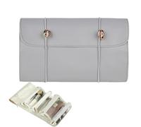 Makeup Brush Bag Pouch, Detachable Cosmetic Organizer, Roll-Up Travel Toiletry Case, Foldable Design, Multi-Pocket Storage for Cosmetics, Medicine, Personal Care, 54x23.5x1 cm, grigio, Se référer au