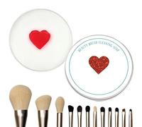 Makeup Brush Cleaning Mat, Cosmetic Brush Washer Pad, Silicone Scrub Cleaner Tray, Deep Removal, Reusable Quick Dry Cleaning Tool, Portable Countertop Design, for Artist Paint, multicolore, love,