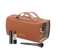 Makeup Brush Holder For Travel, Makeup Bag With Compartments Foldable Roll-Up Travel Toiletry Bag Makeup Bag With Brush Storage Pu Leather Waterproof Travel Makeup Bag For Girls Women Skin Care