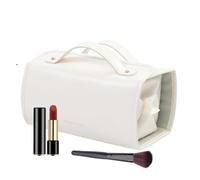 Makeup Brush Holder, Travel Cosmetic Bag, Removable Clear Compartments 9.84x4.72in, Compact and Auhentic, PU Leather Toiletry Case for Travel, Organization, bianco, Se référer au descriptif,