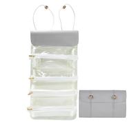 Makeup Brush Holder, Travel Makeup Organizer, 4 in 1 Portable Rolling Storage Bag, Foldable Beauty Kits for Travel and Bathroom, Compact Storages Solution