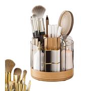 Makeup Brush Organizer - 6-Slot Rotating Detachable Stand, Cosmetics Vanity Holder | Makeup Brush Storage for Nail Gel Lipstick Perfume and Desk Vanity Display, Legno naturale, riferimento alla