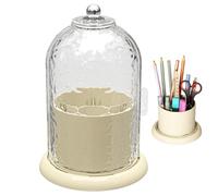 Makeup Brush Organizer, Transparent Sliding Lid Vanity Storage, Waterproof Cosmetic Display Case, Multi-Purpose Pen and Toothbrush Holder for Women and Girls