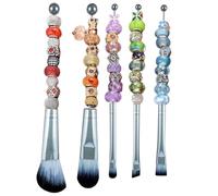 Makeup Brush Set, Beaded Makeup Brushes, 5 Pieces Professional Synthetic Blending Applicators, Ideal for Beginners, Foundation, Concealer, Blush, Eyeshadow, Setting Powder