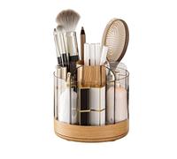 Makeup Brush Storage - Clear Makeup Holder Brush Container | 6-Slot 360 Rotating Acrylic | Acrylic Makeups Brushs Holder For Women Cosmetics Nail Gel Perfume Home Bedroom Bathroom Desk Vanity Countert
