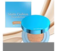 Makeup Foundation Cushion Compact, High Coverage Matte Concealer Cream, Lightweight Long-Wear Formula, Flawlesss Finish Cushion Puff, Natural Look, Perfect for Girlfriend, Wife, Daughter, 15g Blue