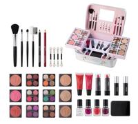 Makeup Kit Blush Lipstick Makeup Brush Eye Shadow Palette Complete Waterproof Makeup Case Set for Wedding Events Casual Use Professional Cosmetic Kit for Girls Women Beauty Enthusiasts