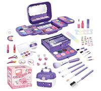 Makeup Kit, Washable Plays Makeup, Real Makeup Toys, Girls Makeup Set, Washable Plays Makeup Set for 3-12 Year Old Girls Children Makeup Kit with Mirrors for Little Girls, 6.38x5.51x6.89in