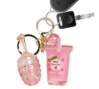 Makeup Lip Gloss, Stain, 2,6 x 1,1 in Milk Tea Design, Keychain Attachment, Nourishing Moisturizing Primer for Long Lasting for Women, Everyday, Parties, Gatherings