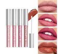 Makeup Lipstick - 4-Pieces Lip Gloss Set | Nude Liquid Lipstick Makeup | Pigmented Lip Set | Giftt Kit For Women | Long-Lasting Waterproof Make-Up For Business Trip Outdoor School