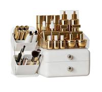 Makeup Organizer - 34x22.5x17.5cm Large Display Box With Drawers | Effortless Makeup Storage Organizer With Brush Holder | For Home Kitchen Bathroom Sink Counter Dresser Pantry