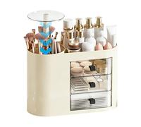 Makeup Organizer For Vanity - 30.5x29.5cm Automatic Lifting Brush Holder With 3 Drawers Space Saving | Dresser Cosmetic Storage Organizer | For Perfume Brush Lipstick Skincare Bathroom Bedroom Desktop