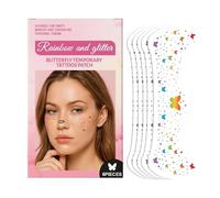 Makeup Patches Glitter, Cosmetic Sticker 6 Pieces, 5.1x1.96in Colorful, Compact and Long-Lasting Patcheses, Temporary Freckles Makeup Stickers for Performers, Artists, and Anyone