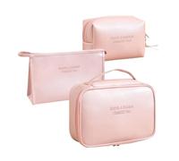 Makeup Pouch Set | 3 Pieces PU Leather Waterproof Storage Organizer