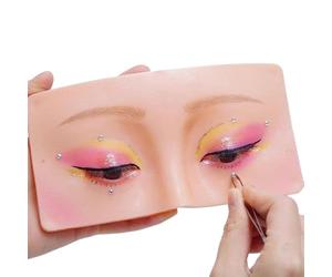 Makeup Practice Face Board - Reusable Silicone Make Up Aid, Tear Proof Skin Tone Pad, Double Sided Eye Lip Grid, Stand Alone Curved Stand | Train For Beginner Artist Professional Enthusiast Woman