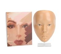Makeup Practice Face in Silicone 5D con Supporto in Plastica Tavola Riutilizzabile per Trucco Completo del Viso, Ideale per Principianti e Corsi di Bellezza (Pelle di grano)