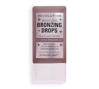 Makeup Revolution, Gocce Abbronzanti Bright Light con Acido Ialuronico, Finish Effetto Baciato dal Sole, Spezia Bronzo Profondo, 23ml