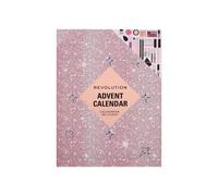 Makeup Revolution London Advent Calendar Lipstick 4 Pcs + Lip Gloss 3 Pcs + Lip Pencil 2 Pcs + Lip Mask + Lip Oil + Eye Brush + Mini Palette Reloaded + Liquid Eye Shadow + Blush 2 Pcs + Eye Pencil 2 P