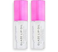 Makeup Revolution, Olio Labbra Glaze, Olio Labbra Nutriente, Lust Clear, 4,6ml (Confezione da 2)