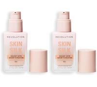 Makeup Revolution, Skin Silk Serum Foundation, Light to Medium Coverage, Contains Hyaluronic Acid, F0.5, 23ml (Confezione da 2)