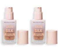 Makeup Revolution, Skin Silk Serum Foundation, Light to Medium Coverage, Contains Hyaluronic Acid, F12, 23ml (Confezione da 2)