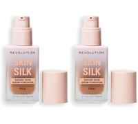 Makeup Revolution, Skin Silk Serum Foundation, Light to Medium Coverage, Contains Hyaluronic Acid, F12.5, 23ml (Confezione da 2)