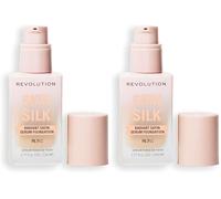 Makeup Revolution, Skin Silk Serum Foundation, Light to Medium Coverage, Contains Hyaluronic Acid, F8.5, 23ml (Confezione da 2)