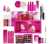 Makeup Set, Eye Lip Kit, Beginners Cosmetic Collection, Long-Lasting Formula, Daily Use, Pink Ideal for Business Trips, Travel, Dating, Photography, and Personal Styling