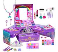 Makeup Set, Pretend Beauty Kit, Kids Dress-Up Toy, Washable Cosmetic Accessories, Princess Nail Art Supplies, Pink Medium Set, For Birthday And Holiday Roleplays Fun, Pp Material