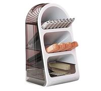 Makeup Storage Rack, Vanity Storage Rack, Rotating Brush Rack, Makeup Organizer Rack, Multi-Purpose 3-Tier Skincare Rotating Makeup Brush Storage Rack per Vanity and School Supplies, bianco, Se