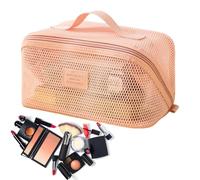 Makeup Travel Bag | 24x13x13cm Portable Mesh Pouch With Handle - Ample Space For Necessities Cosmetic Bag | For Women Skincare Brush Toiletries Mirror Vacation