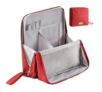 Makeup Travel Bag, Vertical Portable Organizer, Waterproof Exterior Build, Compact Storage Space, Ideal for Home Bathrooms, Work Desks, Business Trips, Great for Vacation Packing, Vino rosso, Se