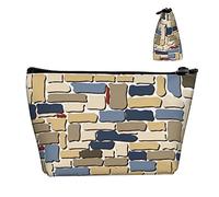 Makeup Travel Cosmetic Pouch Bag Stone Brick Wall Pattern, Funny Girls Matita/Pennello/Moneta portapenne Organizer con cerniera resistente