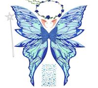 MAKFORT Ali di fata per adulti e fate, ali per bambini, set di ali degli elfi (ali delle fate, fascia, stelle e adesivi) per cosplay, feste a tema, feste e travestimenti