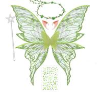 MAKFORT Ali di fata per adulti e fate, ali per bambini, set di ali degli elfi (ali delle fate, fascia, stelle e adesivi) per cosplay, feste a tema, feste e travestimenti