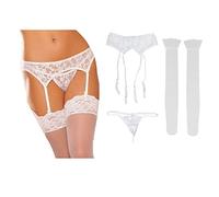 MAKFORT Calze a reggicalze Cinture Pizzo Lingerie Coscia Calze Alte con, bianco, taglia unica