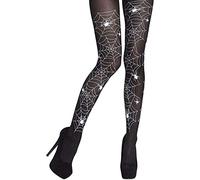 MAKFORT Collant a rete nero ragno calze in pizzo collant Halloween costume da donna sexy calze rete Halloween Fishnet collant, Ragno bianco, Taglia unica
