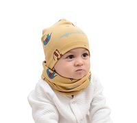 MAKFORT Loop per bambini con berretto per bambini, in cotone, sciarpe per bambini, sciarpa invernale, per ragazzi e ragazze, giallo., L