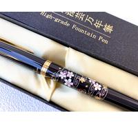 Maki-E Urushi Laccato Makie Penna Stilografica Yamanaka Sakura-Gawa Giappone