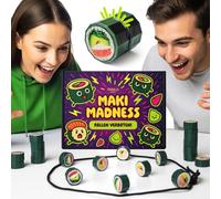 Maki Madness Gioco Magnetico - Gioco di Abilità Famiglia da 6 Anni | 20 magneti sushi, corda e scatola - gioco da viaggio, di società e regalo di compleanno, Natale - per 1-4 giocatori da 6 anni
