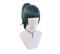 Maki Zenin Parrucca Cosplay Jujutsu Kaisen Dark Green Green Ponytail Resistente al Calore Capelli Sintetici Anime Cosplay Wigs + Parrucca cap